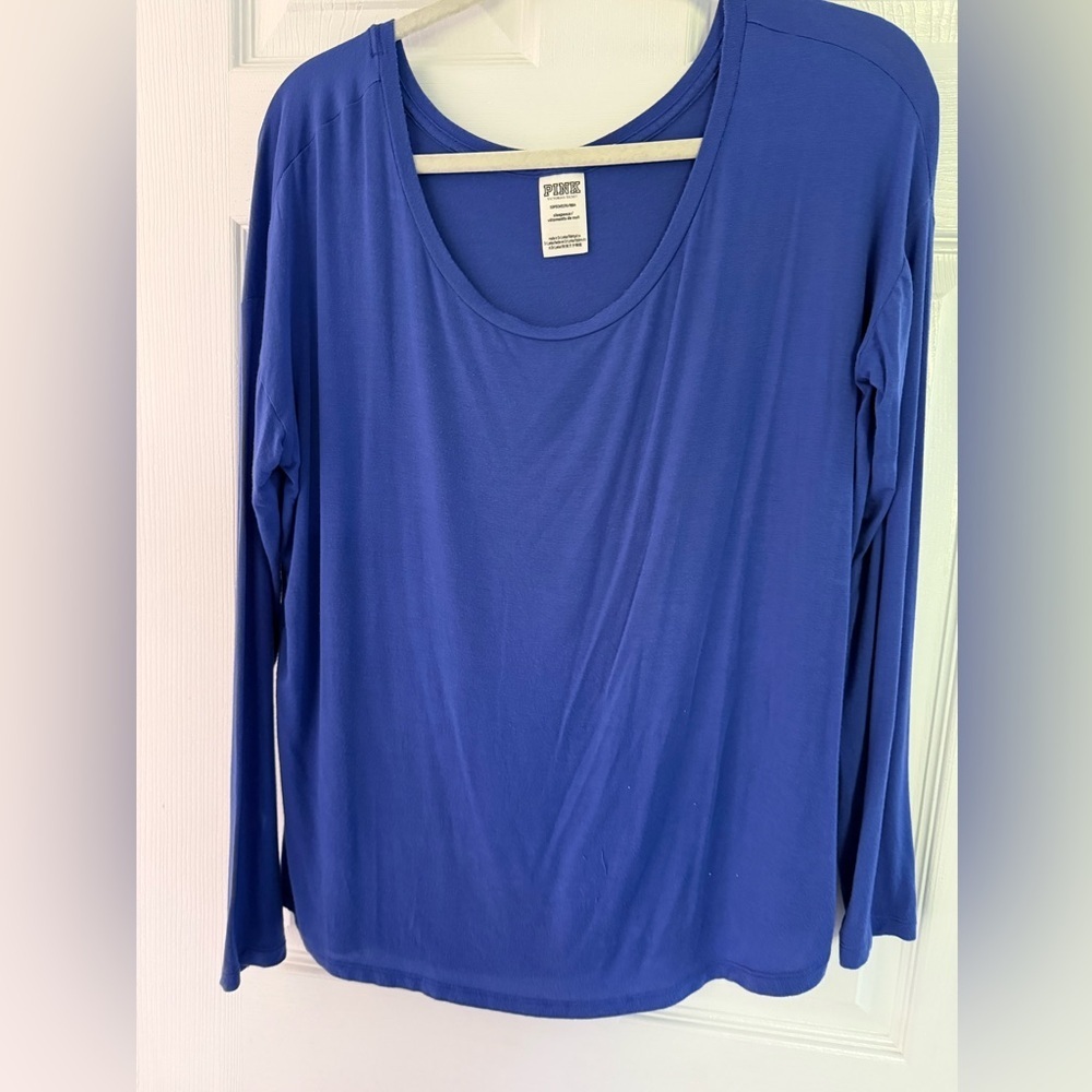PINK Victoria's Secret Royal Blue Long Sleeve sleep Top extremely soft oversized